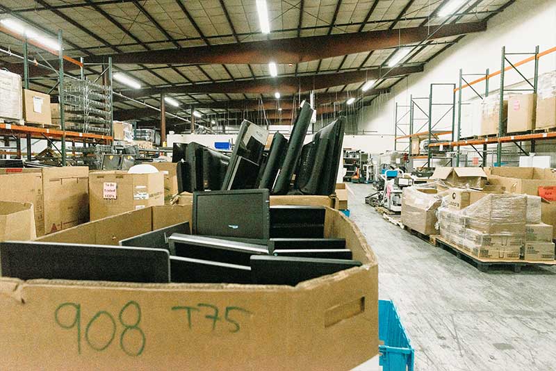 Electronics warehouse and palletized recycling